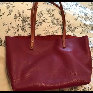 ELEVEN600 handmade burgundy leather tote bag